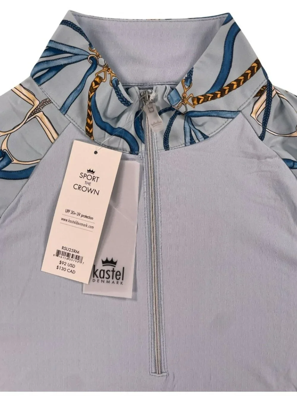 Kastel Denmark Robin's Egg Belt Print Raglan 1/4 Zip Sun Shirt UPF 30+ Wmn's M - Picture 3 of 11